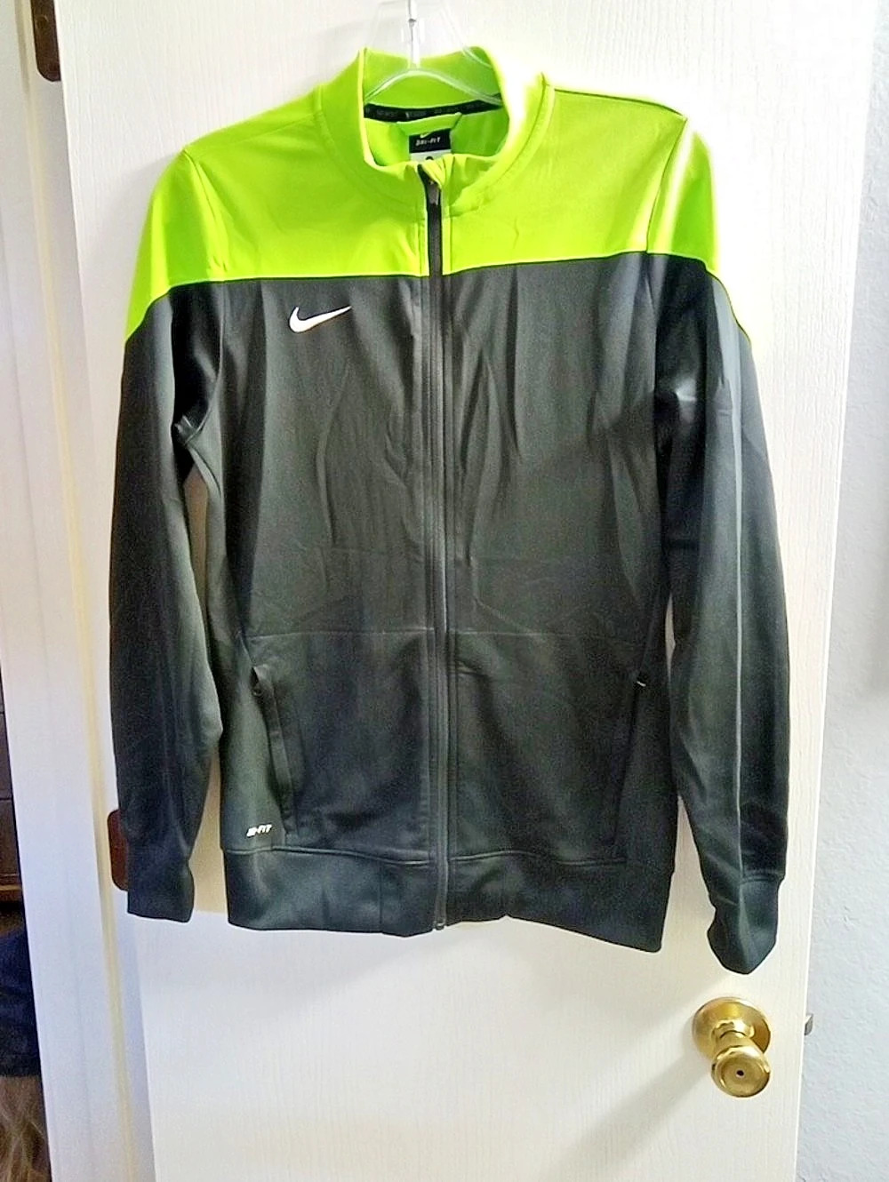 Nike Soccer Dri-Fit Track Jacket Color Block Green & Black Medium